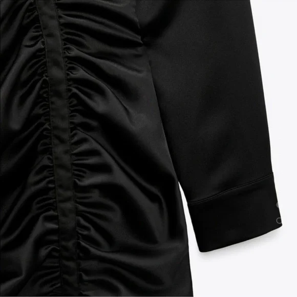 NWOT ZARA SATIN ROUCHED DRESS MEDIUM - Picture 4 of 6